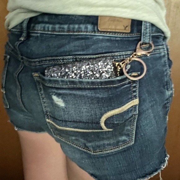 Mini Glitter Keychain Wallet Clip On Iridescent Card Holder Sparkly Small Zipper - Picture 5 of 15